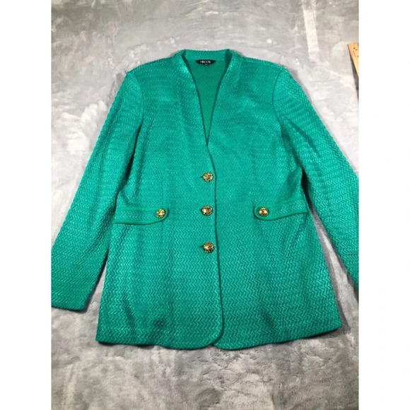 Misook large green blazer gold button - Picture 1 of 4